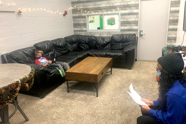 Kienne mentoring a younger Club member