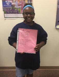 Jill working on a self-esteem project