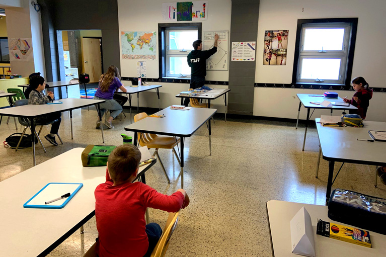 Social distancing in classroom