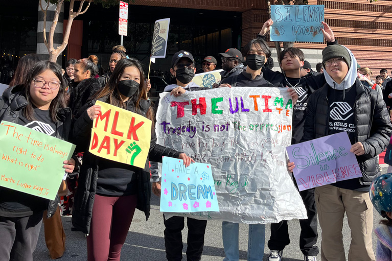 Kyle at demonstration