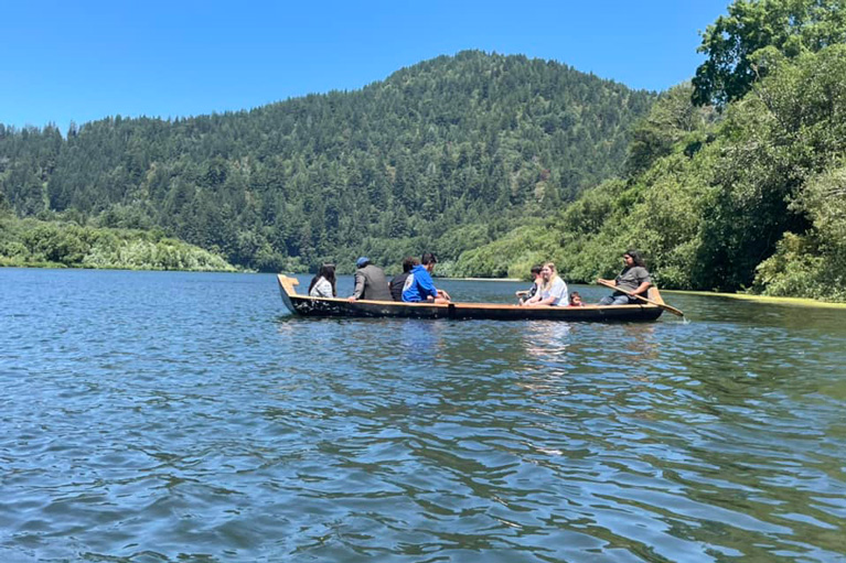 Yurok Club kids canoeing on the Klamath River