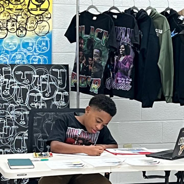 Langston working on project