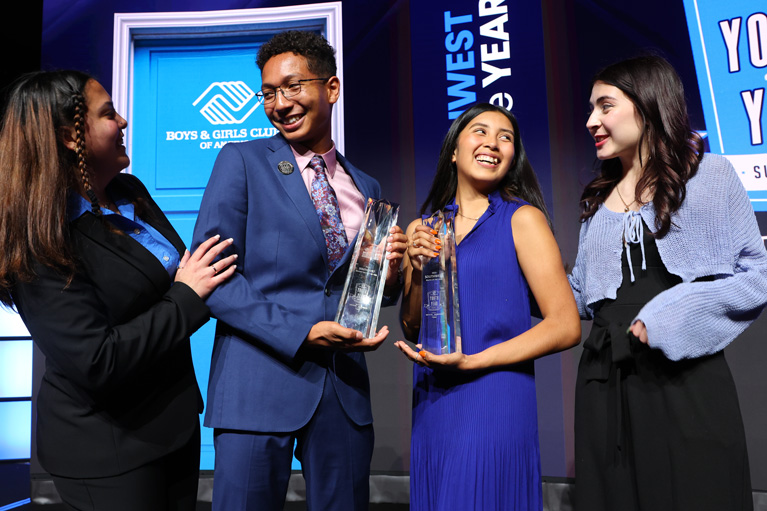 Alejandra and 2022 winners at Southwest Youth of the Year