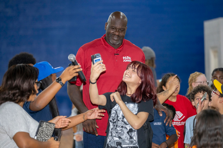 Papa Johns and Shaquille O'Neal at the Boys & Girls Club