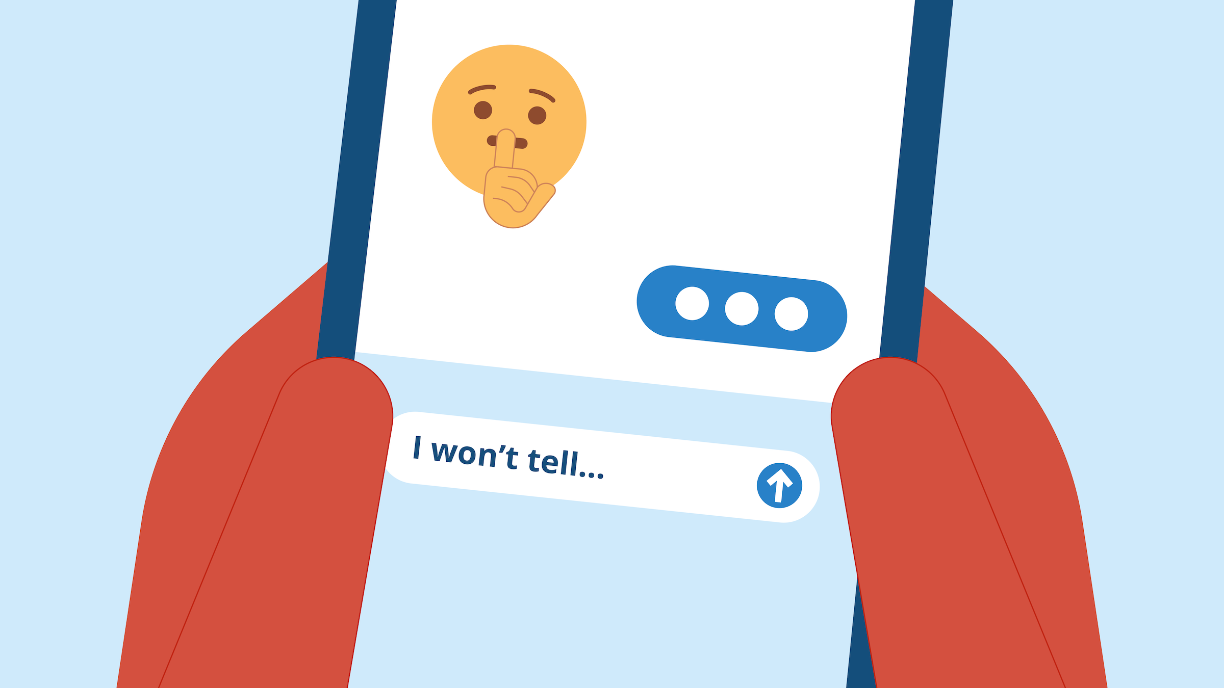 Illustration of a child using a phone and texting with an unknown person