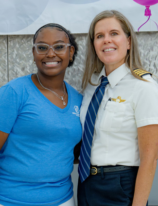 Jill and Allegiant captain, Captain Kati Whatley