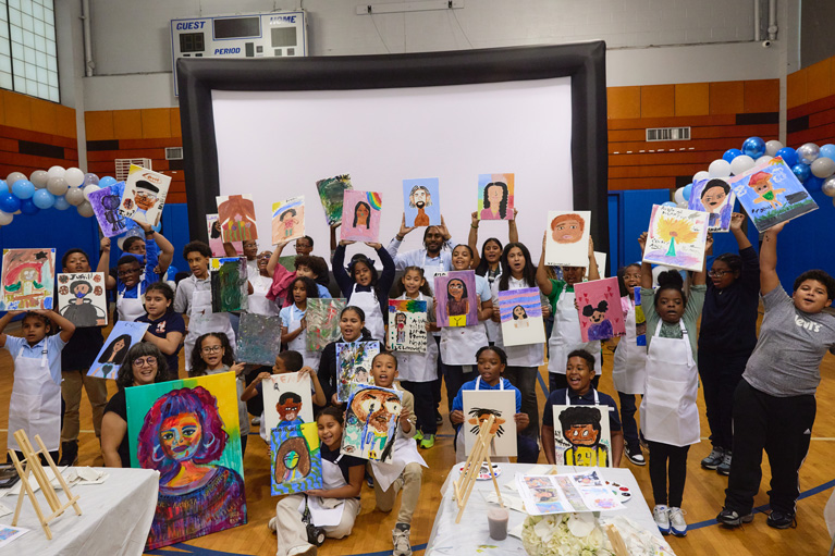 Club kids creating art In honor of Hispanic Heritage Month