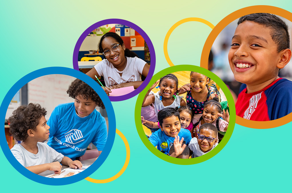 Fandango hero image, multiple photos of Club kids in circles smiling at the camera