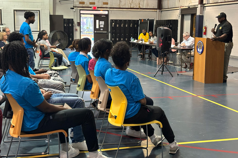 Terrence’s TLC Club organized a panel discussion with city council members, the local sheriff and a social worker.
