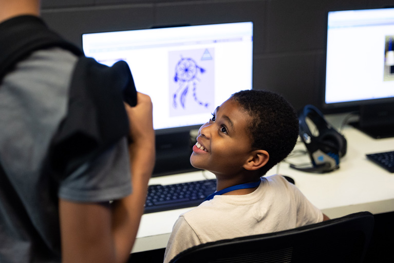 Club kid in tech room