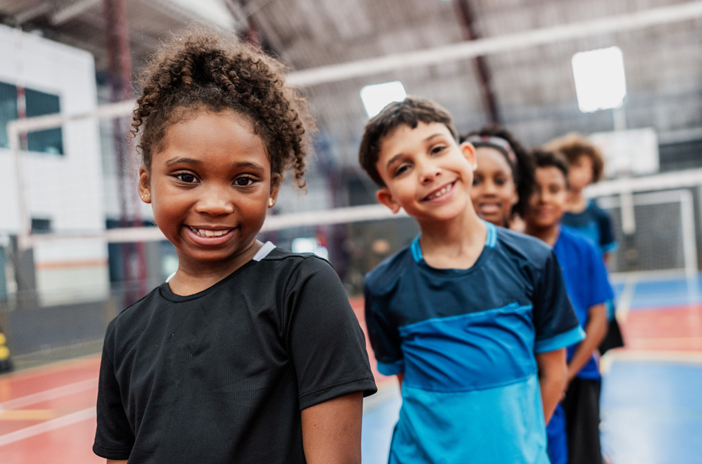 Group of kids smiling at camera