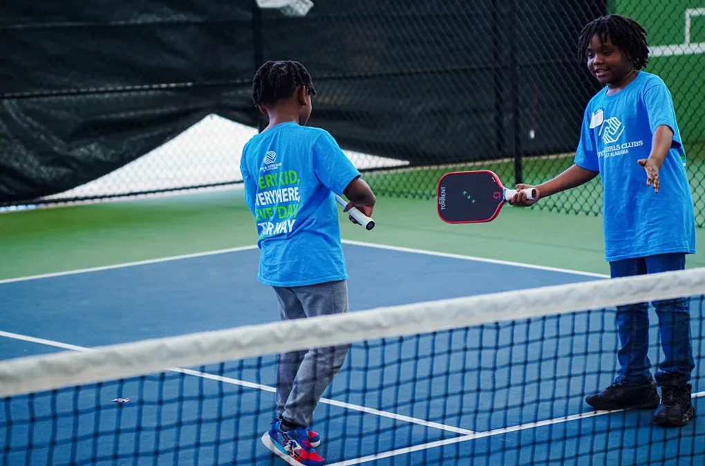 Club kids playing pickleball