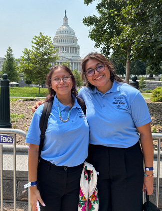 Youth from Boys & Girls Club of United American Indian Involvement of Los Angeles, CA outside the U.S. Capitol Building.